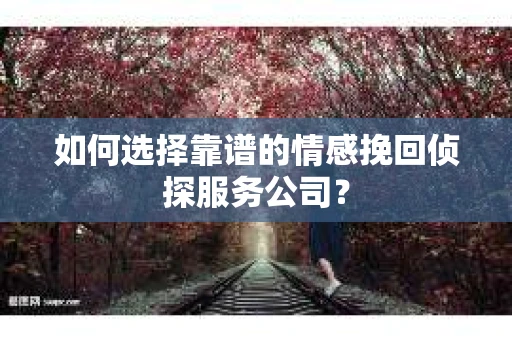 如何选择靠谱的情感挽回侦探服务公司？
