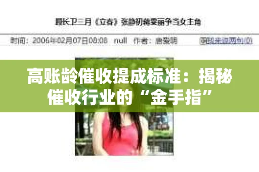 高账龄催收提成标准：揭秘催收行业的“金手指”